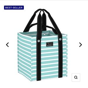 Scout Teal and White Bagette Market Tote